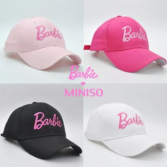 2024 New MINISO Barbie Y2k Knitted Hat Pink Women's Hat Baseball Cap Peaked Cap Korean Ins Anime Kawaii Cute Creative Girls Gift